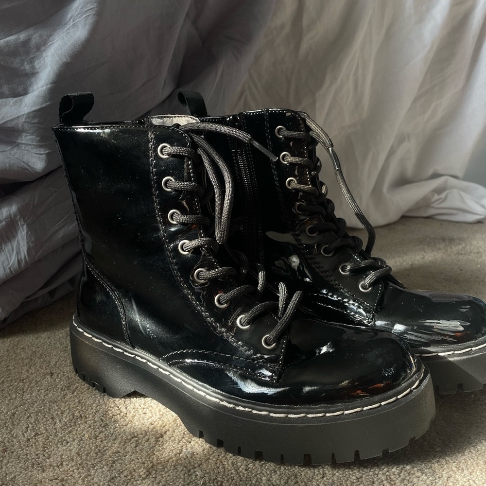 Knock Off Doc Marten Black Glossy Boots